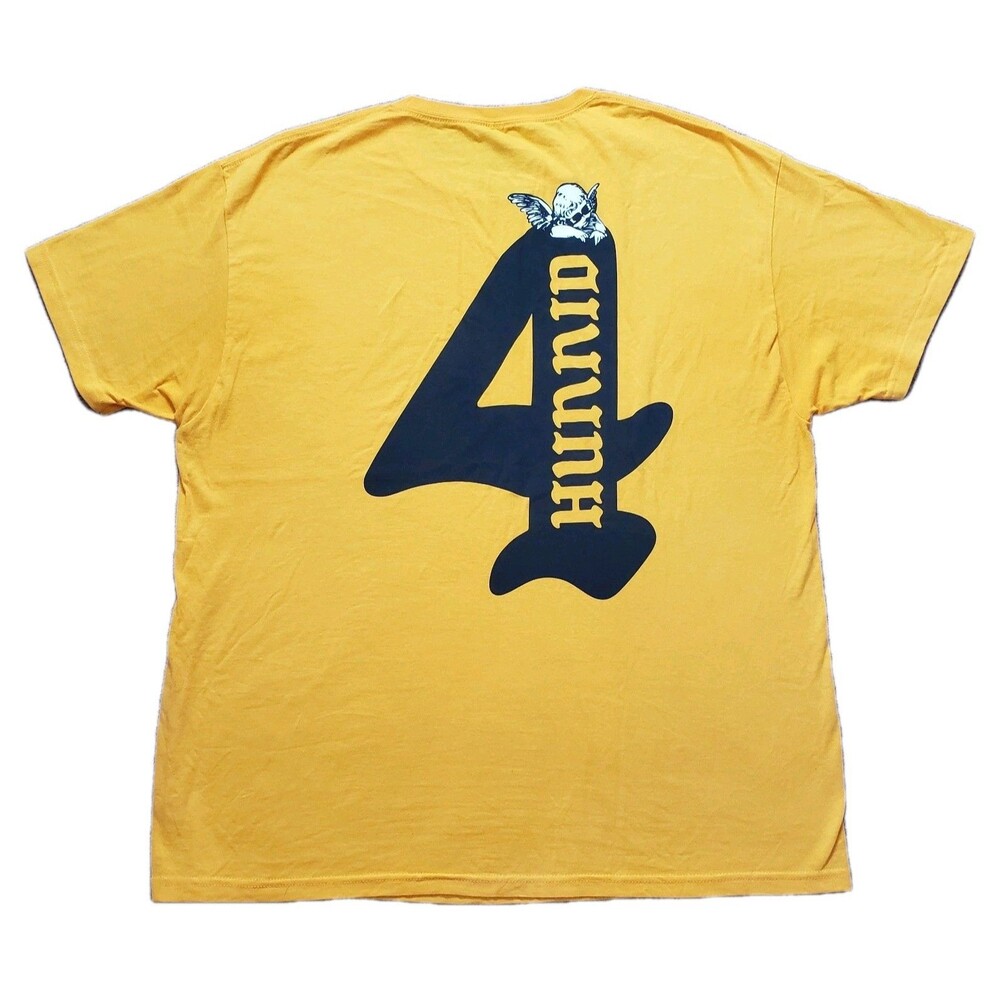 4 Hunnid Angela Size 2XL Mens Mustard Yellow 2 Sided YG T-Shirt Hip Hop Rap Cali
